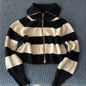 Striped Zip-Up Sweater